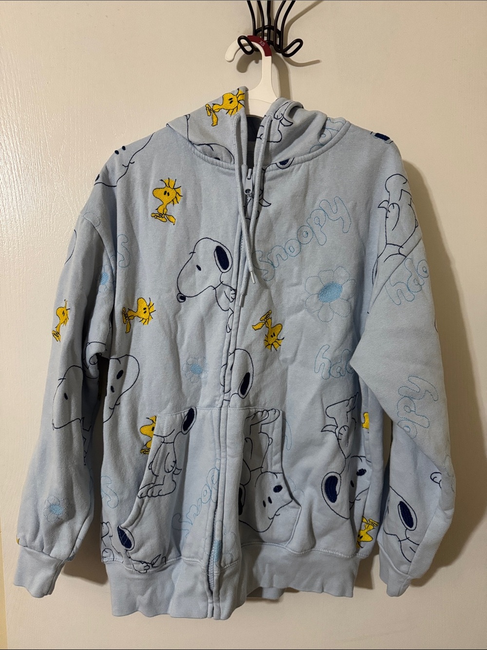 Light Blue Snoopy & Woodstock Hoodie Jacket